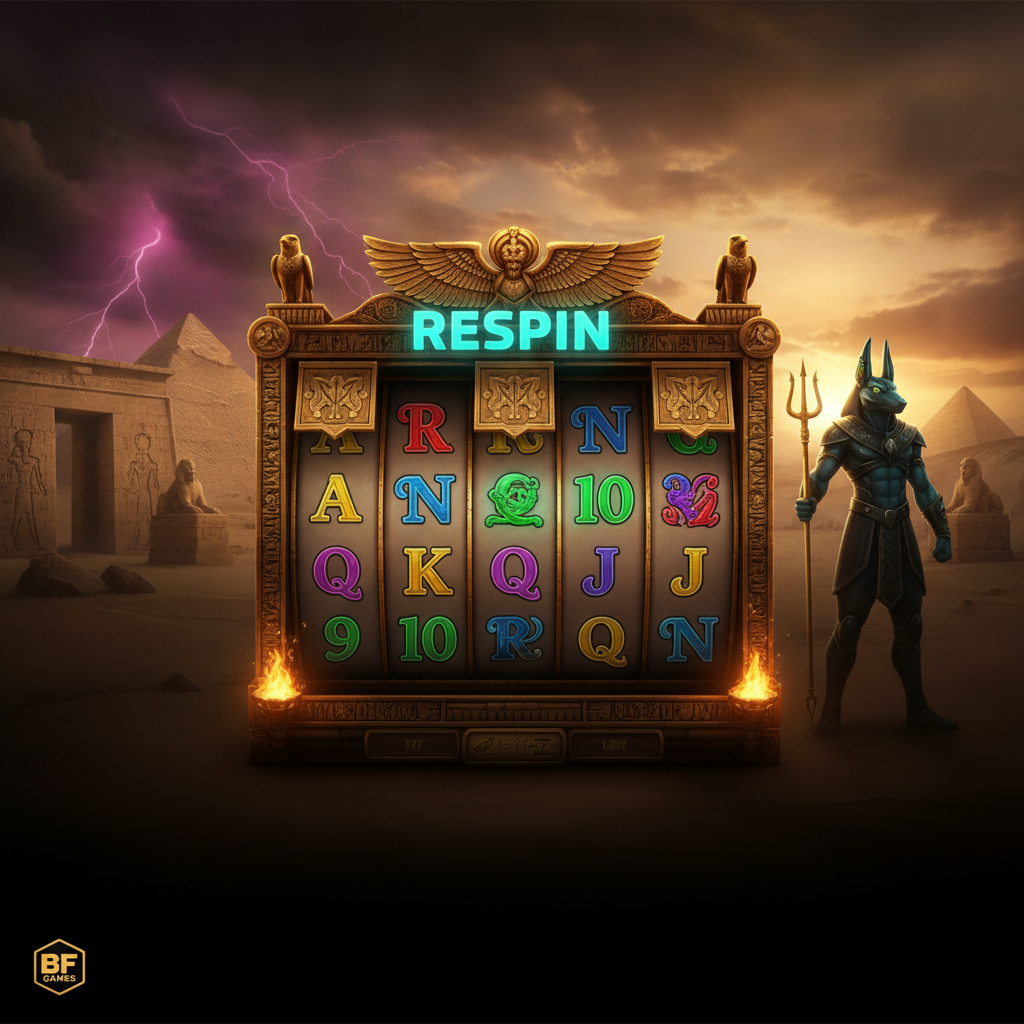 Book of Gates Slot von BF Games: Ägyptische Götter Anubis und Isis vor Pyramiden, goldenes Walzenframe mit Hieroglyphen und expandierenden RESPIN-Reihen